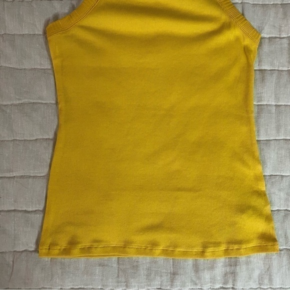 NWT Intimately Free People Mustard Yellow Ribbed High Neck Tank Top Size Medium - Picture 5 of 11